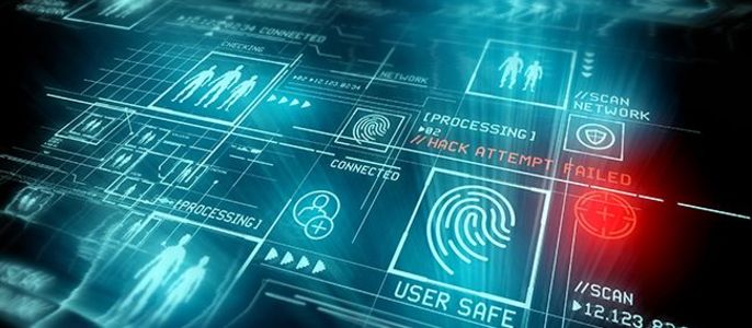 Eine digitale Schnittstelle mit verschiedenen Sicherheits- und Benutzerauthentifizierungselementen, einschließlich Fingerabdruck-Scanning, Gesichtserkennung und Netzanbindung.