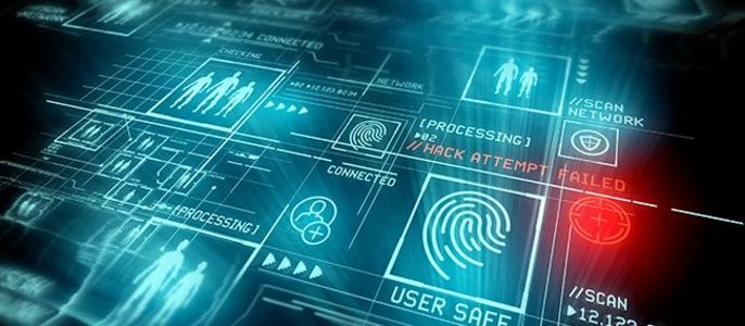 Eine digitale Schnittstelle mit verschiedenen Sicherheits- und Benutzerauthentifizierungselementen, einschließlich Fingerabdruck-Scanning, Gesichtserkennung und Netzanbindung.