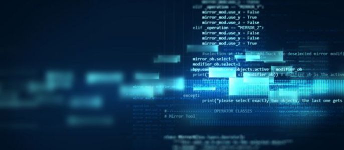 Eine digitale Codeschnittstelle mit verschiedenen Codezeilen, Symbolen und Textelementen, die den Eindruck einer Softwareentwicklungsumgebung vermitteln.